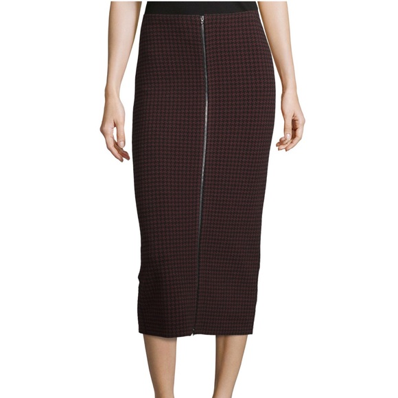 THEORY - Ornita Houndstooth Pencil midi Skirt, Black/Sumac, small - Picture 2 of 13